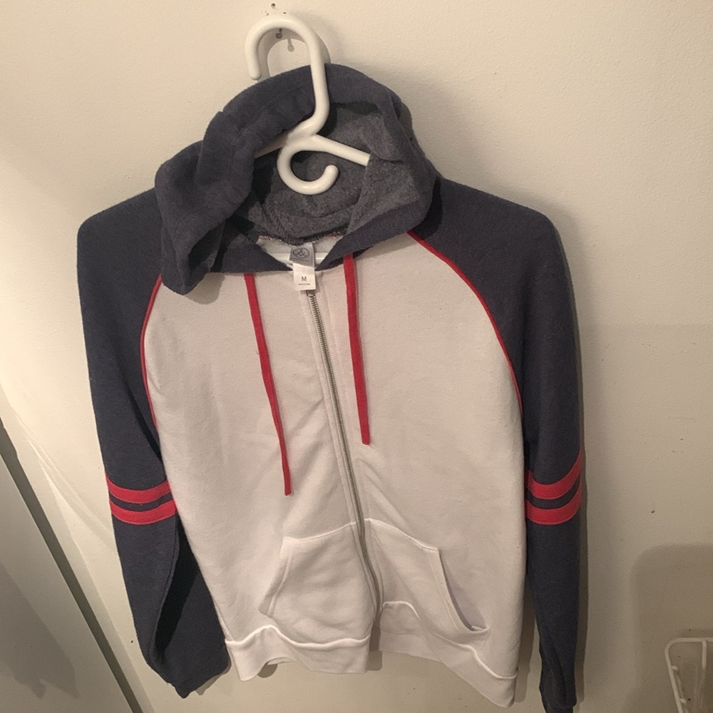 Superfly 3 tone Red Cream Grey Alternative Apparel Full Zip Hoodie SZ Medium 🔥